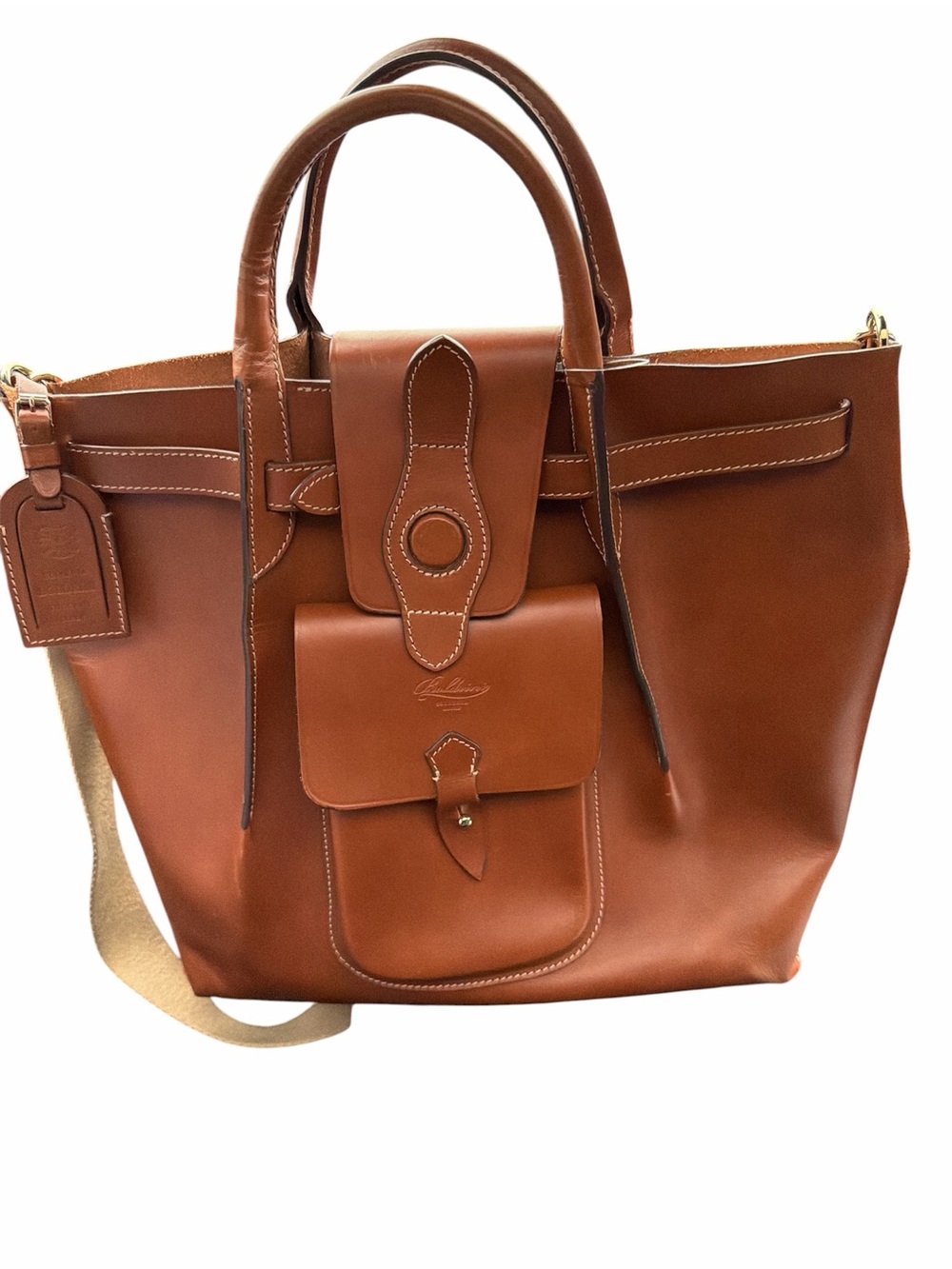 Boldrini Selleria Italian Leather Tote Brown Vacchetta Tuscany Crossbody